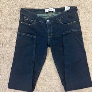 Hollister Women's Dark Blue Straight Leg Jeans